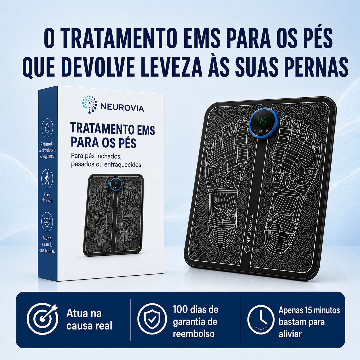 Neurovia™ Tratamento EMS Ativador para Pernas Inchadas, Pesadas ou Enfraquecidas — Para Uso em Casa