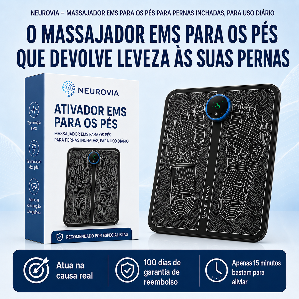 Neurovia™ Tratamento EMS Ativador para Pernas Inchadas, Pesadas ou Enfraquecidas — Para Uso em Casa