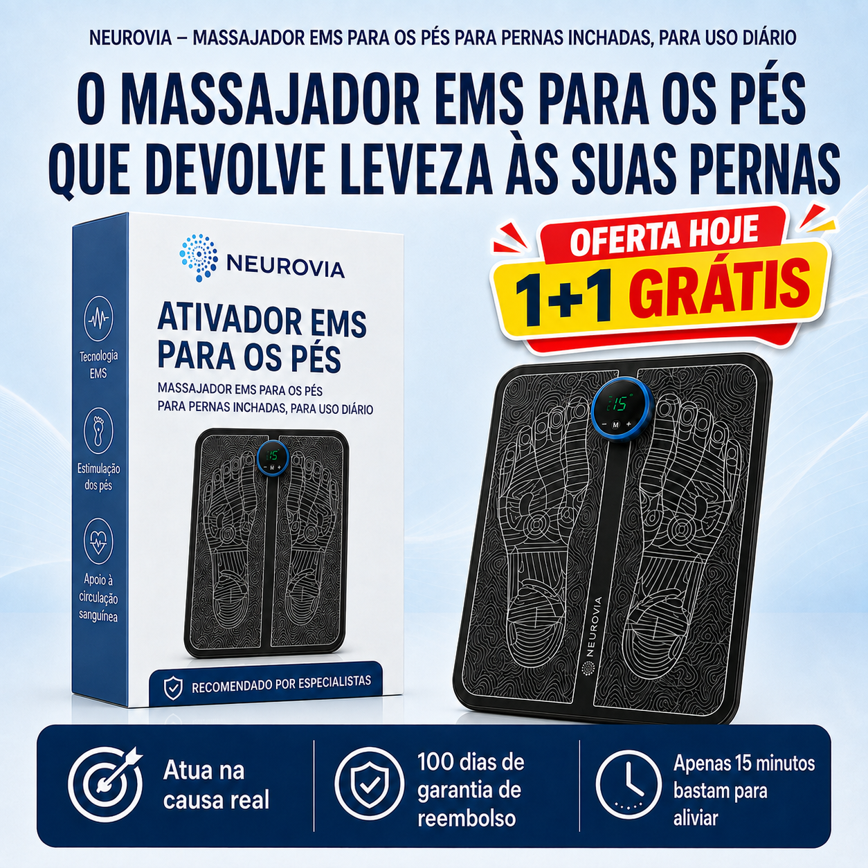 HOJE 1+1 GRÁTIS - Neurovia™ Tratamento EMS Ativador para Pernas Inchadas, Pesadas ou Enfraquecidas — Para Uso em Casa